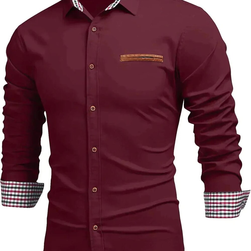 Two (x2) COOFANDY Men's Shirts Casual Button Down Long Sleeve Slim Fit Shirt